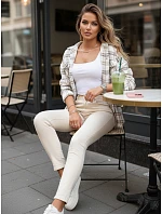 Dámské skinny džíny s vysokým pasem béžové FashionStreet UY2942 Dámské skinny džíny s vysokým pasem béžové FashionStreet UY2942