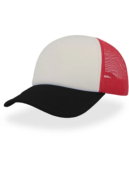 Atlantis Headwear Rapper 5 panelová síťovaná kšiltovka 33.2070 white/red/black Atlantis Headwear Rapper 5 panelová síťovaná kšiltovka 33.2070 white/red/black