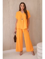 Komplet s náhrdelníkem halenka + kalhoty jasně oranžová Komplet s náhrdelníkem halenka + kalhoty jasně oranžová