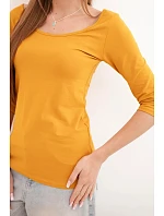 Halenka s kulatým výstřihem tmavě hořčicová