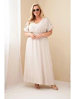 Dámské šaty Plus Size s řaseným pasem béžová Dámské šaty Plus Size s řaseným pasem béžová