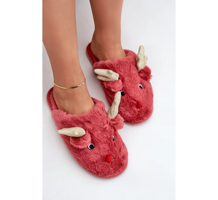 Vánoční Pantofle S Motivem Sobů Korálové Asielle Vánoční Pantofle S Motivem Sobů Korálové Asielle