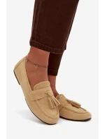 Dámské mokasíny ploché s třásněmi Žluté model 21919055 - Boto