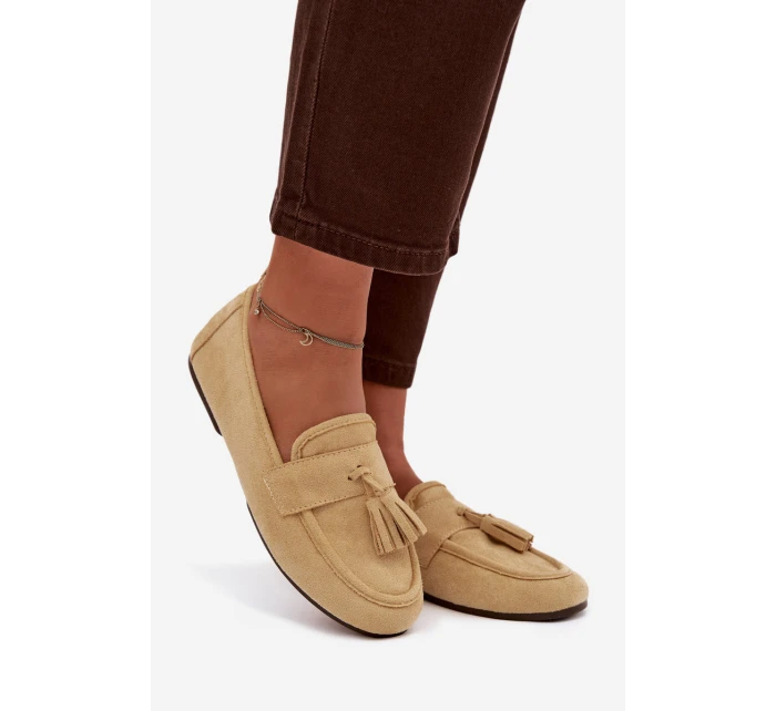 Dámské mokasíny ploché s třásněmi Žluté model 21919055 - Boto