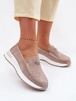 Dámské mokasíny z přírodního semiše tmavě béžové Demela