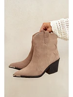 Kožené semišové kožené kozačky na podpatku s izolací Khaki model 22320935 - Boto Kožené semišové kožené kozačky na podpatku s izolací Khaki model 22320935 - Boto