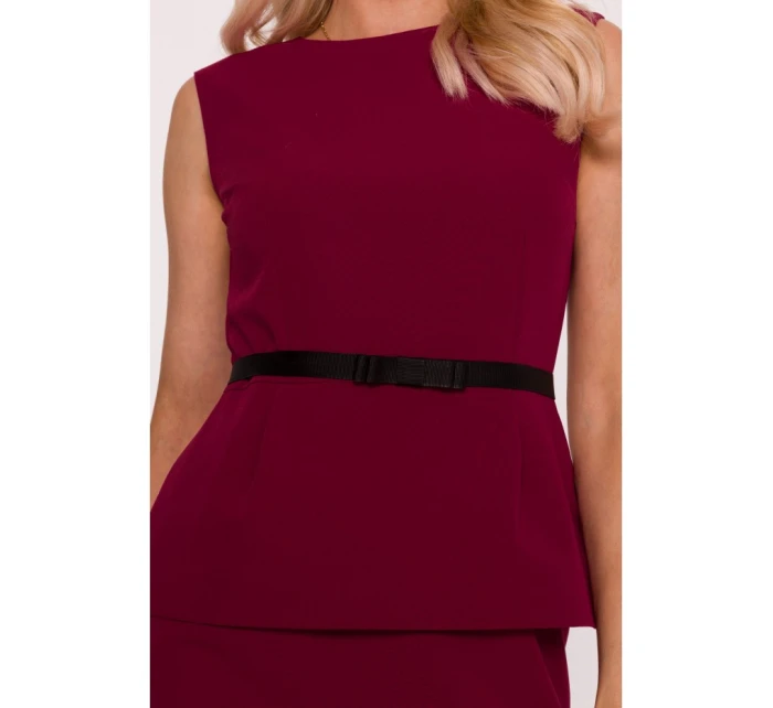 S427 Peplum šaty - bordó S427 Peplum šaty - bordó
