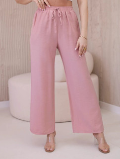 Viskózové široké kalhoty tmavě pudrově růžové