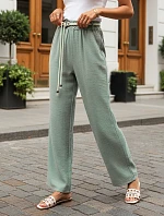 Dámské kalhoty se širokými nohavicemi, zelené, FashionStreet UY3072
