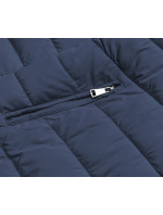 Karamelovo-tmavě modrá oboustranná dámská zimní bunda (2M-21508)