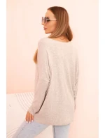 Dámská blůza z viskózy s dlouhým rukávem a zlatým květinovým potiskem béžový melír Dámská blůza z viskózy s dlouhým rukávem a zlatým květinovým potiskem béžový melír