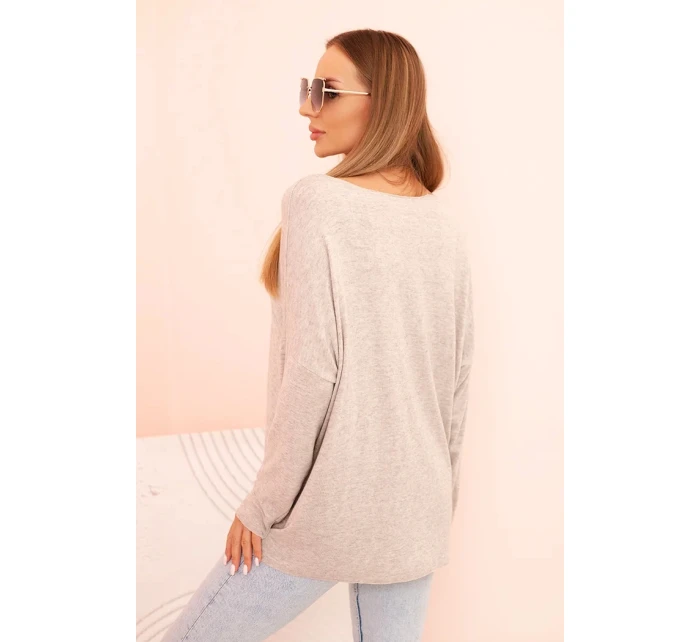 Dámská blůza z viskózy s dlouhým rukávem a zlatým květinovým potiskem béžový melír Dámská blůza z viskózy s dlouhým rukávem a zlatým květinovým potiskem béžový melír