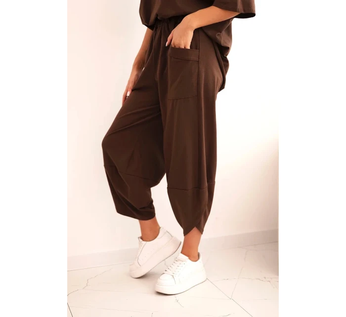 Komplet bavlněný tričko + kalhoty hnědý Komplet bavlněný tričko + kalhoty hnědý