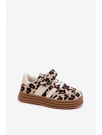 Dívčí tenisky s leopardím vzorem na suchý zip Béžové Satinia Dívčí tenisky s leopardím vzorem na suchý zip Béžové Satinia