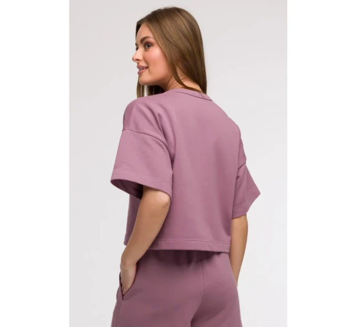 B294 Oříznutá mikina s krátkým rukávem - heather B294 Oříznutá mikina s krátkým rukávem - heather