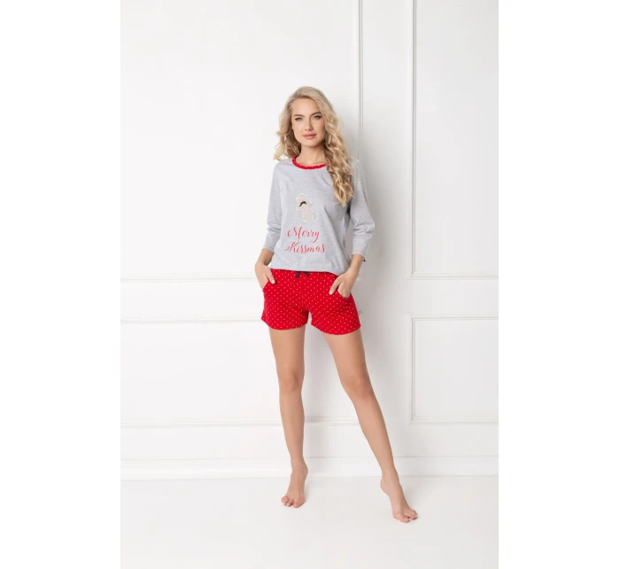 Pyžamo Cookie Short Grey-Red - Aruelle Pyžamo Cookie Short Grey-Red - Aruelle