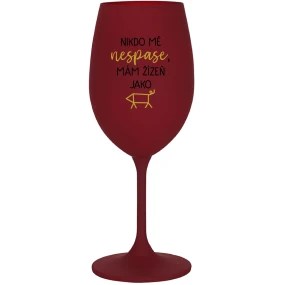 NIKDO MĚ NESPASE, MÁM ŽÍZEŇ JAKO PRASE - bordovy pohár na víno 350 ml NIKDO MĚ NESPASE, MÁM ŽÍZEŇ JAKO PRASE - bordovy pohár na víno 350 ml