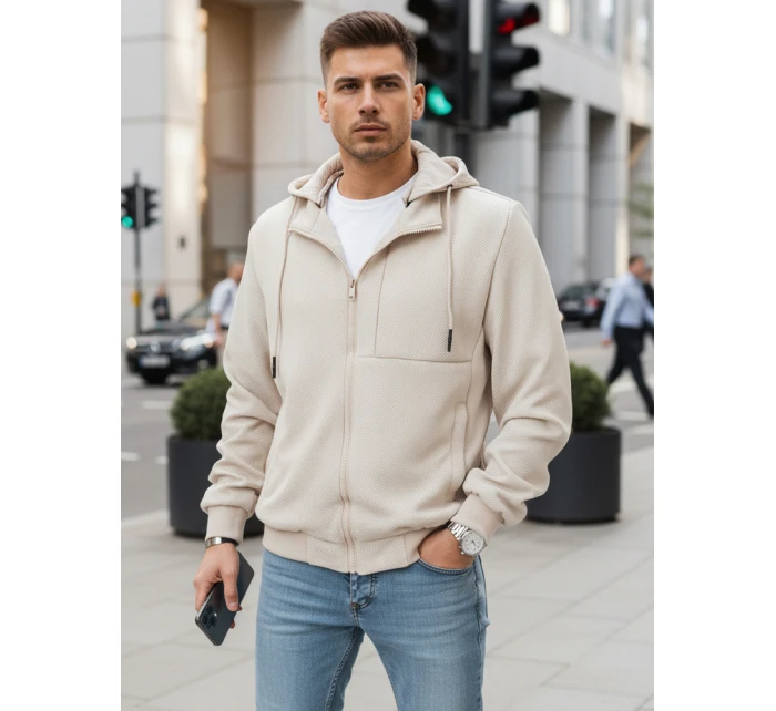 Pánská přechodná bunda s kapucí béžová FashionStreet TX5030