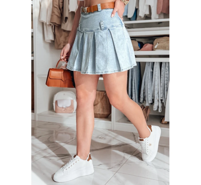 Džínová mini sukně s páskem BLUETTA modrá FashionStreet CY0505