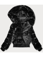 Černá dámská kožešinová bunda model 15901181 - S'WEST
