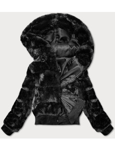 Černá dámská kožešinová bunda (BR9748-1)