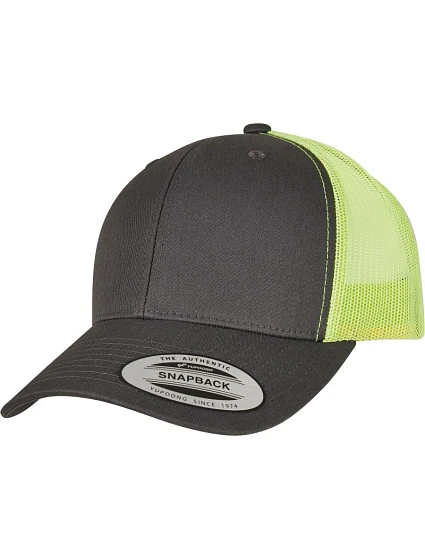Flexfit 6606/6606T 6 panelová vintage kšiltovka "Trucker" 55.6606 charcoal/neon green Flexfit 6606/6606T 6 panelová vintage kšiltovka "Trucker" 55.6606 charcoal/neon green