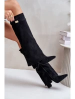 Kozačky Eko Velur Podpatky Na Zip Zateplené Ohnutý Svršek Béžové Evyra