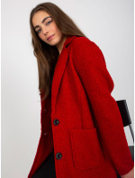 Tmavě červený plyšový kabátek se zapínáním OH BELLA