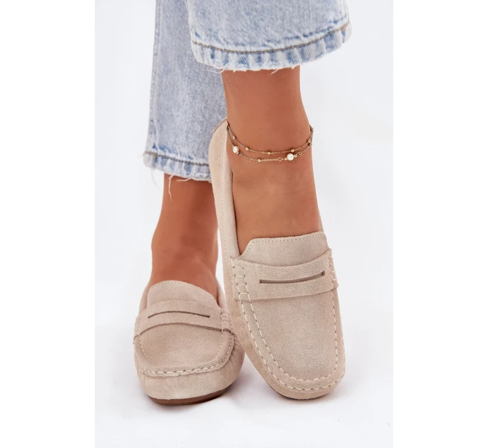 Dámské mokasíny z broušené kůže Big Star – béžové Dámské mokasíny z broušené kůže Big Star – béžové