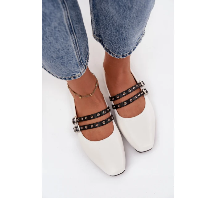 Dámské baleríny s pásky Deliora – bílé