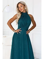 – dlouhé šaty s detailem a střihem – zelené model 22297218 - numoco basic – dlouhé šaty s detailem a střihem – zelené model 22297218 - numoco basic