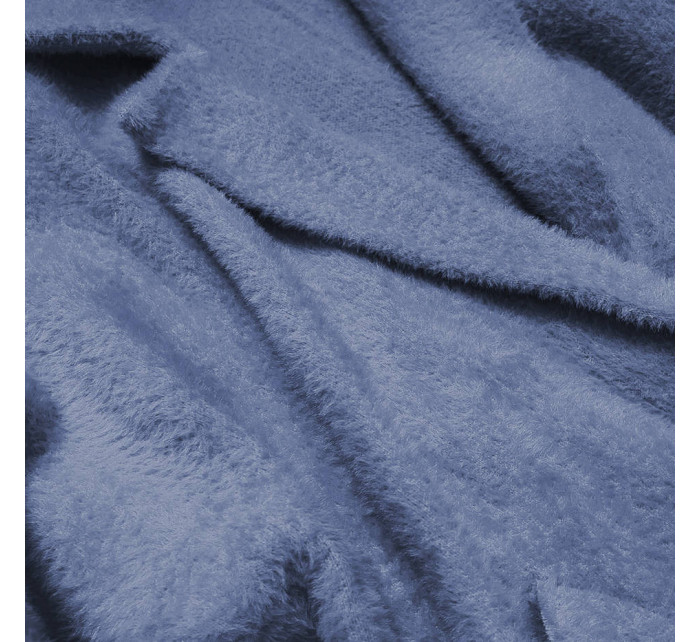 Tmavě modrý dlouhý vlněný přehoz přes oblečení typu "alpaka" model 17195604 - MADE IN ITALY