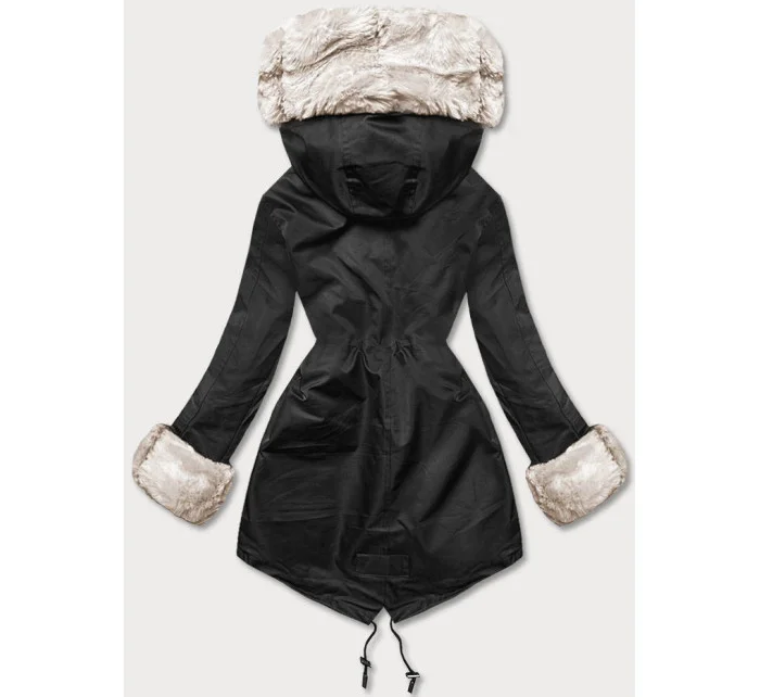 Černá bunda parka s kožešinovou odepínací podšívkou (5M3187-392)
