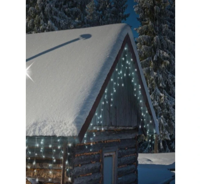 VÁNOČNÍ STROMEK SVĚTLA VENKOVNÍ SVĚTLO OPONA 360 VEDL ČASOVAČ STUDENÁ BÍLÁ PRŮHLEDNÝ KABEL