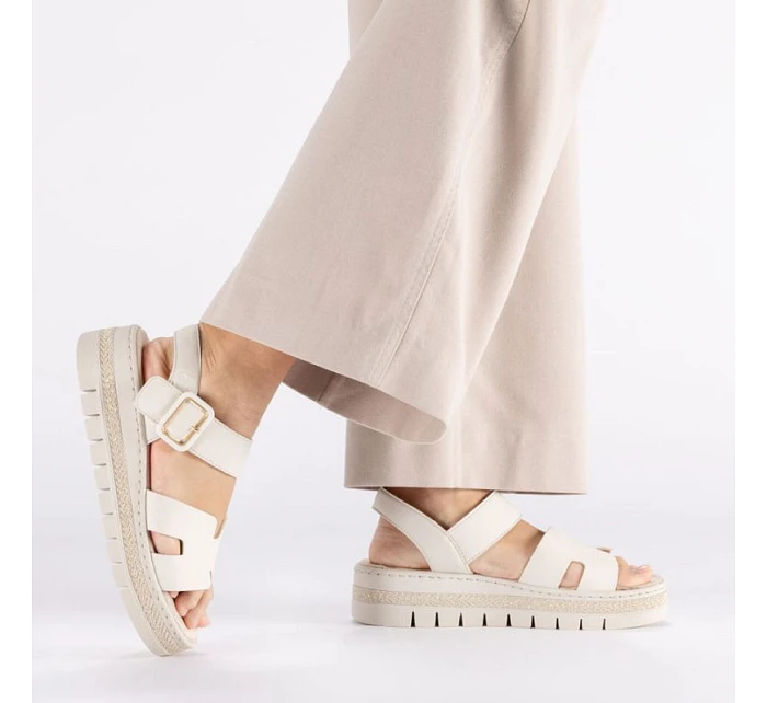 Béžové dámské sandály na platformě model 22097433 - Rieker