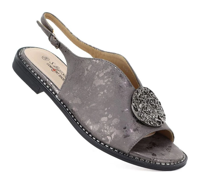 Dámské ploché sandály s cínovou ozdobou S.Barski 61-6035