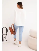 Dámský komplet máslový s kontrastní kapsou modrý