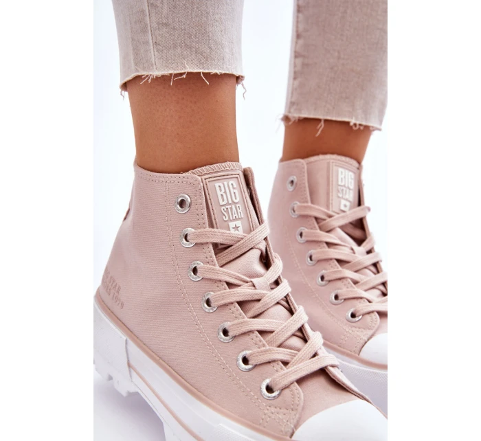 Vysoký Látkové tenisky na platformě Big Star LL274157 Nude