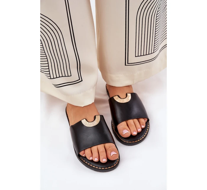 Dámské Pantofle Eko Kožené S Ozdobnými Oranžové model 21689341 - Boto