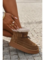 Semišové dámské zimní boty s ozdobnými prošitími Big Star SS274373 Camel Semišové dámské zimní boty s ozdobnými prošitími Big Star SS274373 Camel