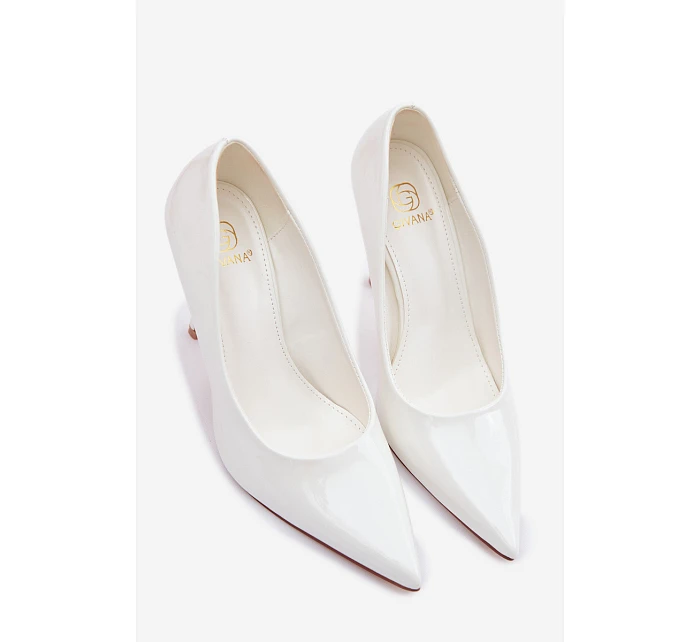 Klasické lakované lodičky z imitace kůže bílé Odira