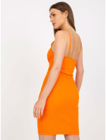 Oranžové vypasované basic šaty s pruhy RUE PARIS