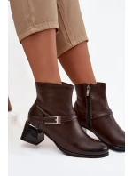 Dámské kožené botky na podpatku Zazoo – čokoládové Dámské kožené botky na podpatku Zazoo – čokoládové