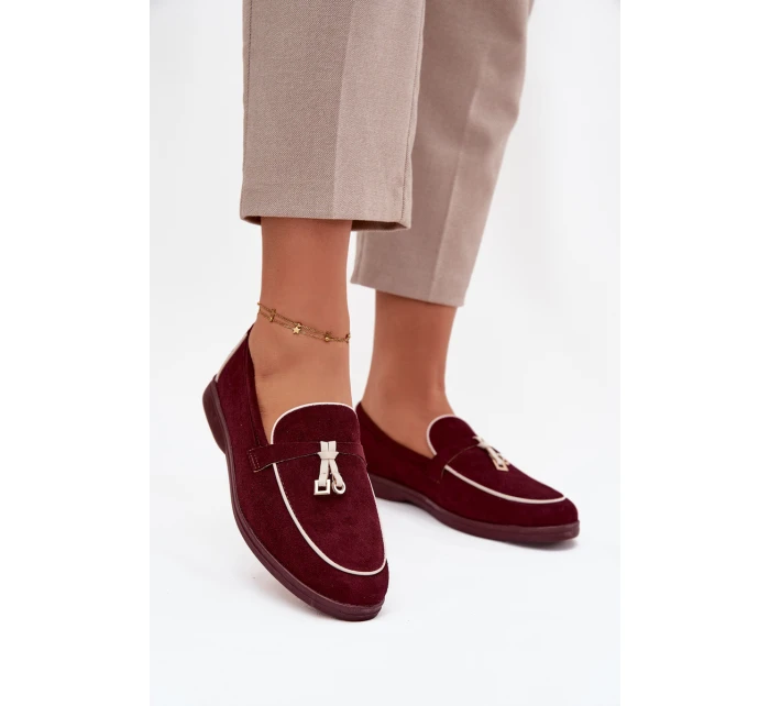 Dámské mokasíny z eko semiše – bordó model 21834713 - Kesi