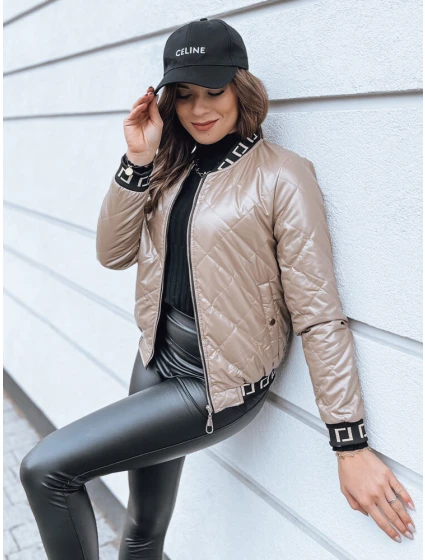 Dámská prošívaná bunda BASEBALL camel FashionStreet TY2563 Dámská prošívaná bunda BASEBALL camel FashionStreet TY2563