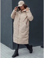 Dámská zimní dlouhá bunda oversize s kapucí MELVIN tmavě béžová FashionStreet TY4509