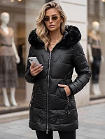 Dámská zimní prošívaná bunda s kapucí, černá, FashionStreet TY5738