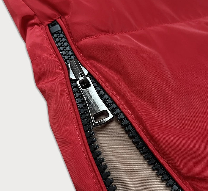 Červeno/béžová oboustranná dámská vesta s kapucí S'West (B8221-4)