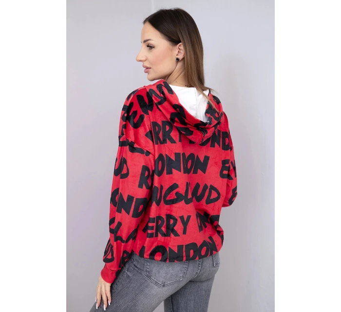 Dámská oversize mikina s kapucí a potiskem červená