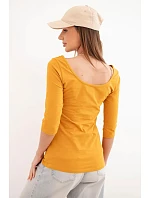 Halenka s kulatým výstřihem tmavě hořčicová